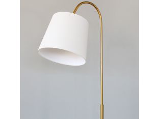 Brass Curved Neck Floor Lamp With Marble Base