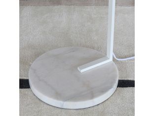 Matte White Floor Lamp W/ Marble Disc Base