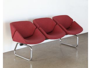 Set of Vintage Red Ganged Seating