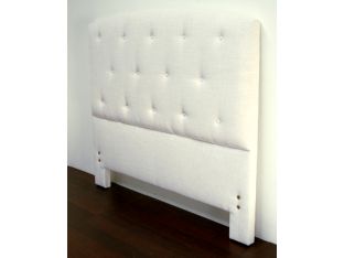 Queen Curved Tufted Ivory Linen Headboard
