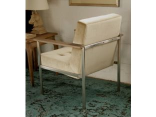 Blonde Velvet Lounge Chair with Limed Gray Arms