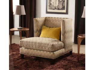 Zigzag Lounge Chair with Nailhead Trim and 1 Chartreuse Velvet Pillow