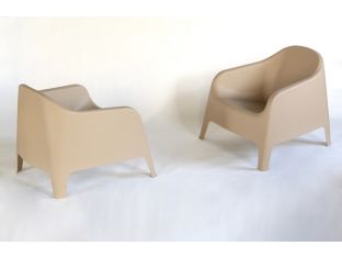 Molded Plastic Stacking Lounge Chair in Taupe
