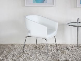 Amelia Lounge Chair in White Leatherette