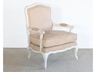 Bergere Chair in Tan Suede Upholstery