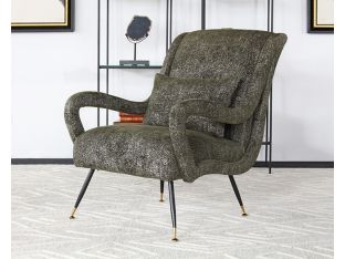 Dappled Green Lounge Chair with sculpted Arms