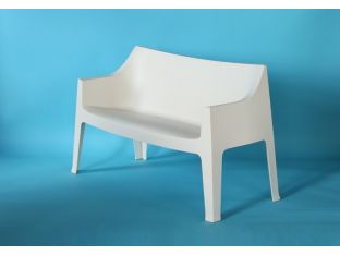 Molded Plastic Stacking Loveseat in Off White