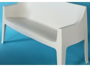 Molded Plastic Stacking Loveseat in Off White