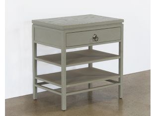 Vintage Gray Nightstand with Two Shelves