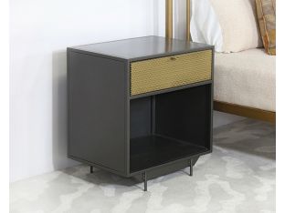 Iron Nightstand With Perforated Brass Drawer