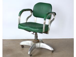 Vintage Green Rolling Desk Chair with Arms