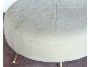 Ivory Shearling Cocktail Ottoman