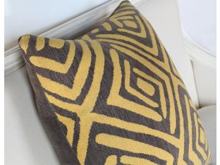 Geometric Pillow In Saffron And Grey