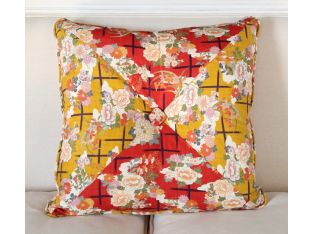 Triangle Cut Buttercup/Persimmon Floral Pillow