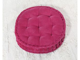 Vivid Pink Tufted Round Floor Pillow