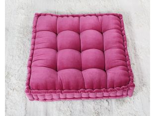 Vivid Pink Tufted Square Floor Pillow