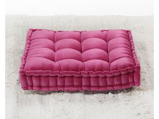 Vivid Pink Tufted Square Floor Pillow
