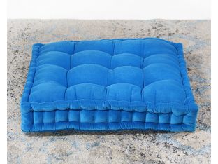 Vivid Blue Tufted Square Floor Pillow