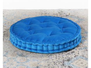 Vivid Blue Tufted Round Floor Pillow