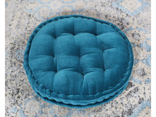Vivid Teal Tufted Round Floor Pillow