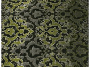 8' x 10' Graphite and Green Brocade Pattern Rug