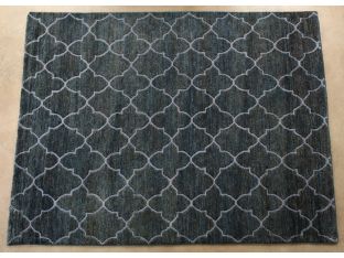 8' x 11' Denim Blue and Pearl Moroccan Pattern Rug