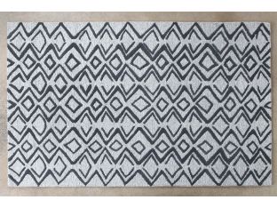 5X8 Gray/Taupe Wool & Cotton Diamond Patterned Rug