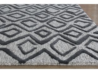 5X8 Gray/Taupe Wool & Cotton Diamond Patterned Rug