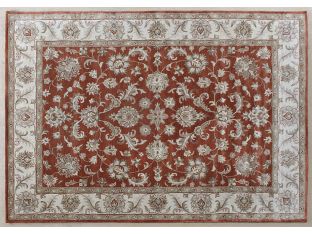 8' X 11' Rust Indian Style Tufted Wool Rug