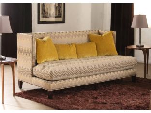 Zigzag Sofa with Nailhead Trim and 4 Chartreuse Pillows