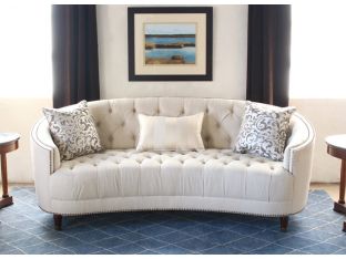 Curved Back Button Tufted Sofa With Nailhead Trim