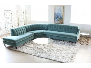 Mid-Century Modern 3-Piece Sectional in Jade