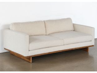 Natural Oak Track Arm Sofa With Ivory Upholstery