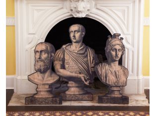 Set of 3 Printed Roman Busts on Stands - Cleared Décor