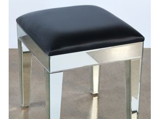 Mirrored Stool With Black Seat