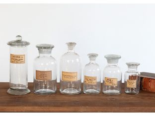 Set of 6 Assorted Large Apothecary Jars