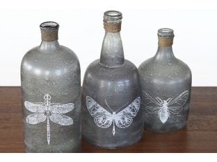 Set of 3 Folly Glass Bottles