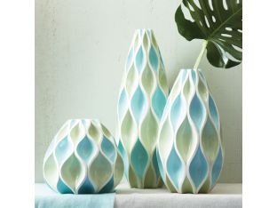 Set of 3 Blue Waves Vases - Cleared Décor