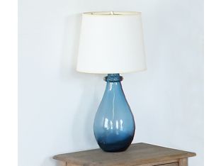 Navy Banded Glass Lamp