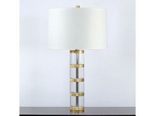 Crystal And Brass Column Table Lamp