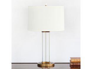 Glass Pane And Brass Table Lamp