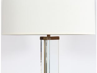 Glass Pane And Brass Table Lamp