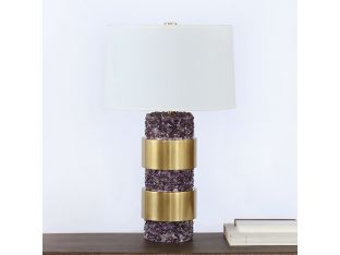 Glam Purple Stone And Brass Table Lamp