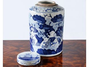 Blue & White Floral Chinese Urn
