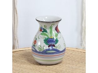 Cream Ceramic Vase With Floral Motif