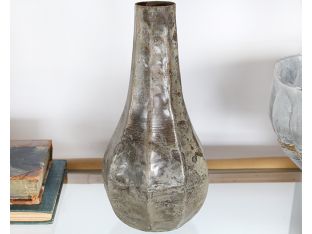 Large Iron Teardrop Vase W/ Antique Silver Finish